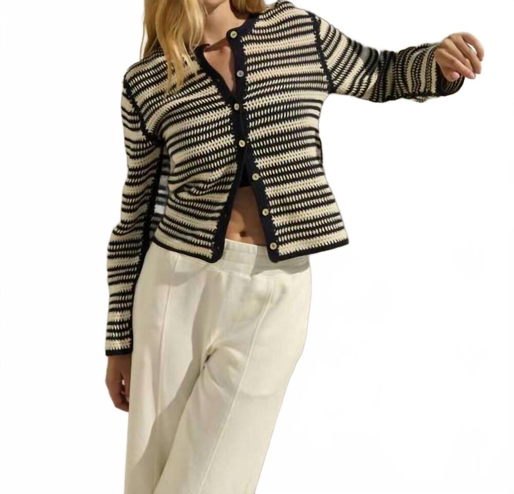 NEW NATION LTD courtney crochet cardigan in seascape stripe - Picture 6 of 6